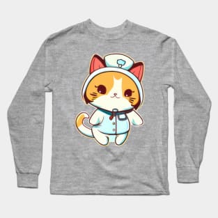 Nurse Cute Cat Kitten Long Sleeve T-Shirt